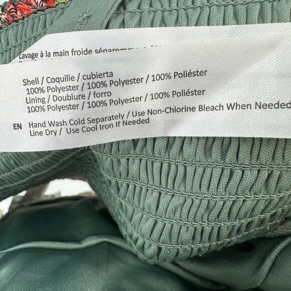 BOG Collective Crop Top SZ M Sage Blush Smocked Floral Ruffle Hem Ruched Stretch - Picture 9 of 9